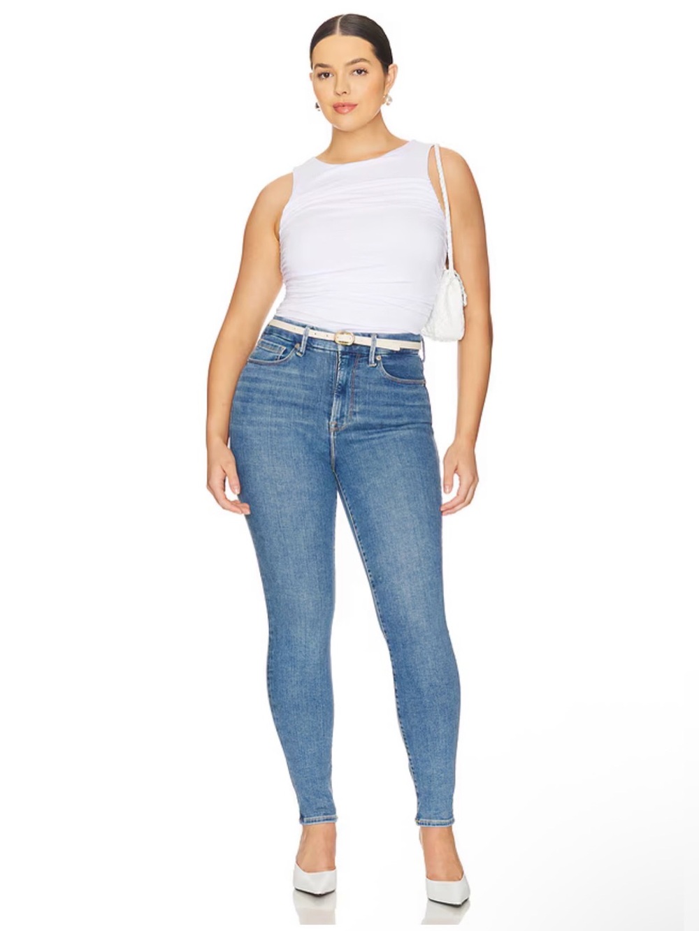 Always Fits Good Legs Skinny Jeans Denethic Blue06 Good American $159 NWT 14-18W